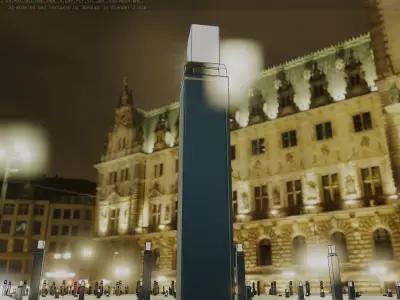 Street Light 8 Bollard 900mm Futuristic Blue Version 6  Low-poly 3D model