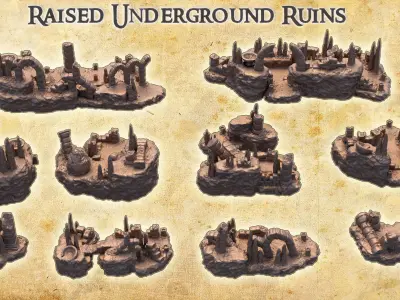 Raised Underground Ruins Tabletop Terrain 28 MM 3D print model