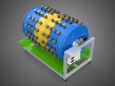 STEEL DRUM 55 GALLON POT GARDEN ROTARY HYDROPONIC PLANT FARM IOT 3D model