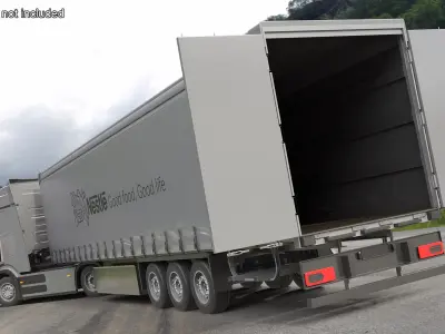  Nestle Electric Truck with Trailer Rigged for Cinema 4D 