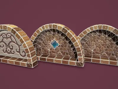 Fantasy stone window 2 Low-poly 3D model