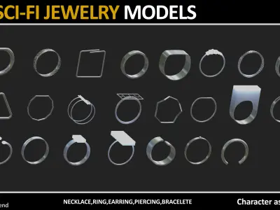100 SCI FI JEWELRY MODELS Low-poly 3D model