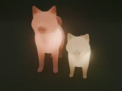Indirect lighting of Shiba Inu and Mame shiba 3D model