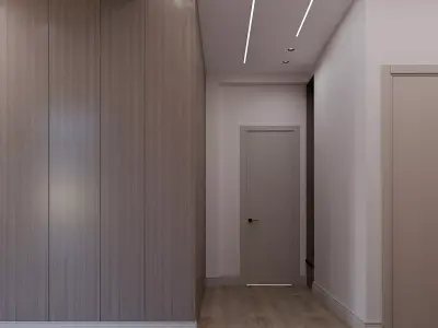 Modern Livingroom Kitchen and hall design  3D model