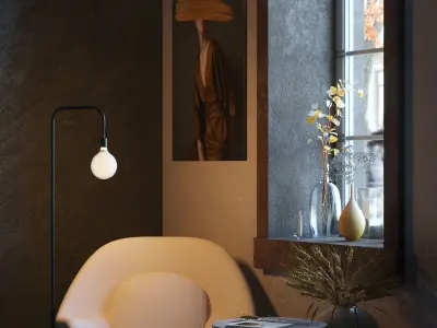 Marble floor lamp cb2 3D model