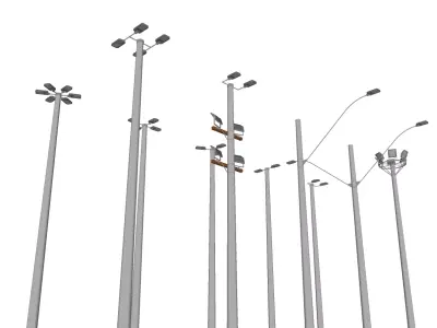 Concrete Lamp Post - Light Pole - Street Light - Group 04 3D model