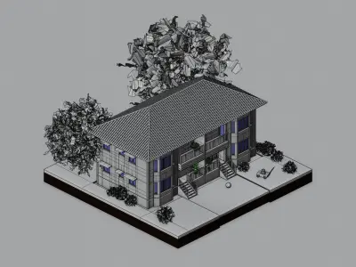 Mansion House  Low-poly 3D model 001 Low-poly 3D model