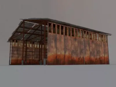 Desert Hangar Low-poly 3D model