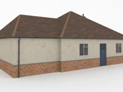 Bungalow  British English UK house low poly Low-poly 3D model