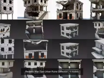 Realistic War-Torn Urban Ruins Collection 3D Model Pack