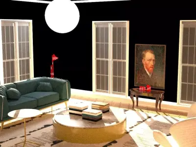 freedsadasdas living room with walls and furniture Free 3D model