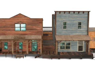 3D Western Houses model Low-poly 3D model