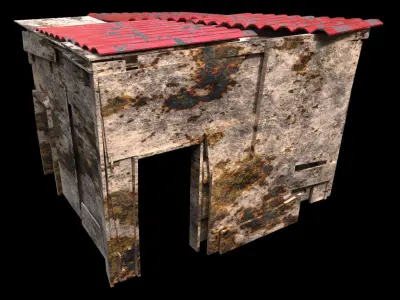 Shanty House - PBR - Textured Exterior and Interior Low-poly 3D model