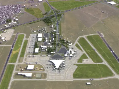 Baku - Heydar Aliyev Airport Low-poly 3D model