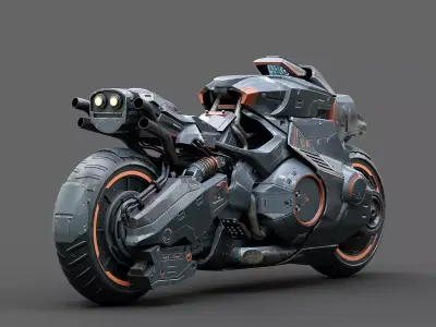 SciFi Motorcycle Low-poly 3D model