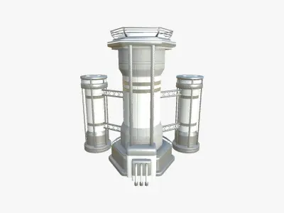 SciFi Facility A02 White Gray - Sci Fi Exterior Design Low-poly 3D model