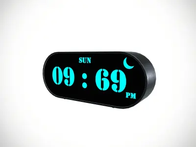 Digital Table Clock  Low-poly 3D model