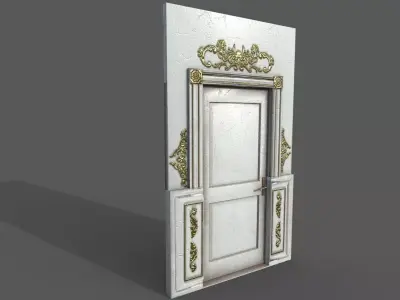 Old White Wood Door Low-poly 3D model