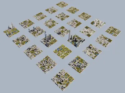 Modern Modular City Blender Cycles Low-poly 3D model