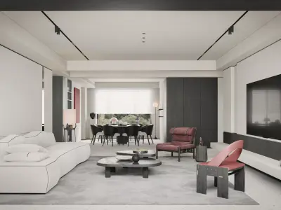 Modern minimalist living room 3D model