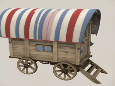 Wooden gypsy caravan  3D model