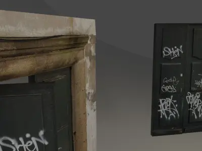 door and facade  Low-poly 3D model