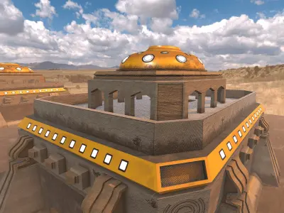 SciFi Desert Building 2 Low-poly 3D model