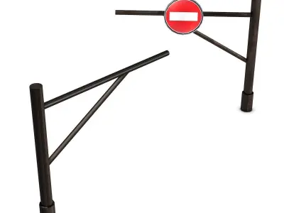 Wooden Barrier Low Poly Low-poly 3D model