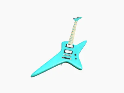 Electric Guitar I04 Light Blue - Music Instrument Design Low-poly 3D model
