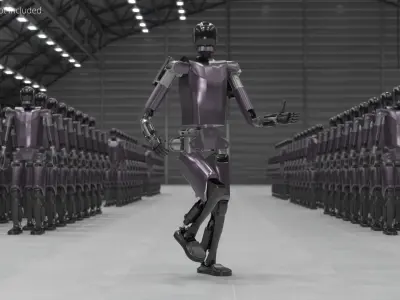  Automation Biped Robot Purple Rigged 