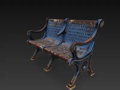 Realistic rusted bench 3D model