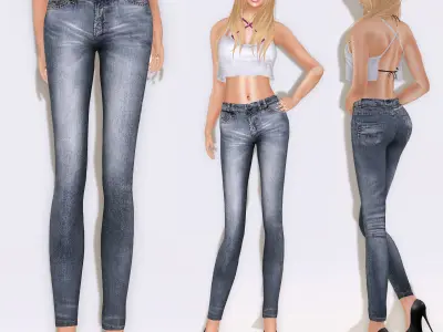 Next Door Girl Skinny Jeans Low-poly 3D model