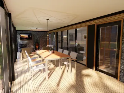 modern mobile home tiny house vacation house on 47m2 Low-poly 3D model