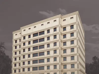Building with stone facade 3D model
