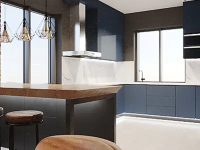 Kitchen and Lounge Loft Style 2017 3D Scene 3D model