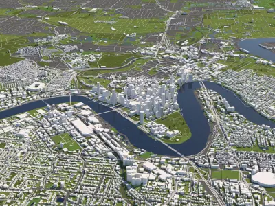 Brisbane Australia 50x50km 3D City Map 3D model