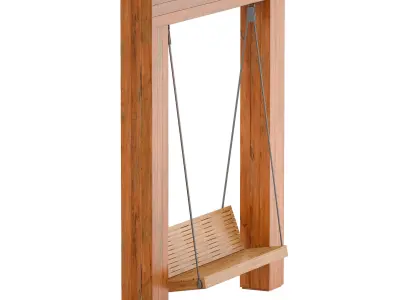 Wooden park swing made of light wood 3D model