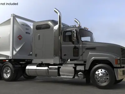  Freight Truck with LNG Semi Trailer Gas Tank Rigged for Maya 