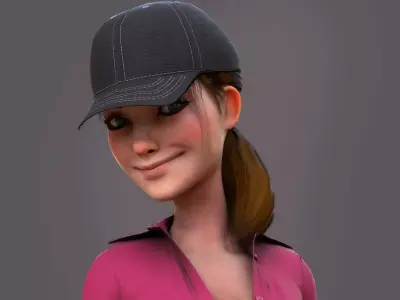 Kristen Cartoon Girl Rig V2 Low-poly 3D model