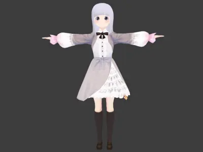 SciFi 3d anime kawaii girl character c17 Low-poly 3D model
