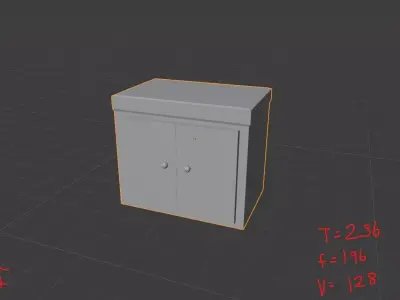 LowPolyClosedCabinet cabinet with door Low-poly 3D model