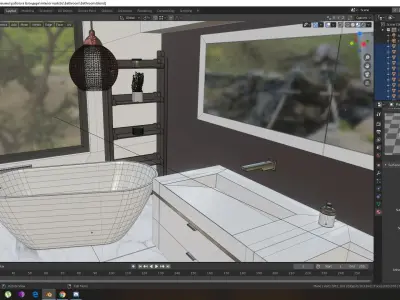 Realistic modern bathroom 3D model