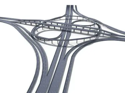 Highway Road Viaduct Flyover-10 3D model