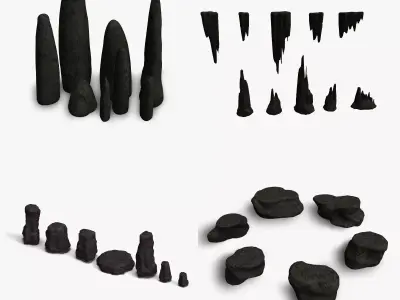 Cave Rocks Combo Low-poly 3D model