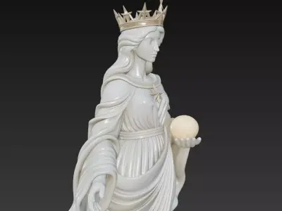 Celestial Starborne Queen - Marble Divine Oracle Statue 3D Model 3D print model