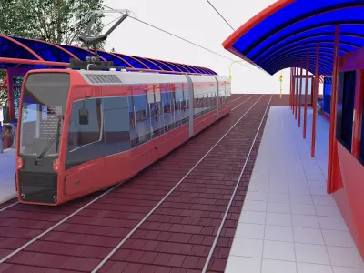 Tram and Station 2 - 4K 3D model