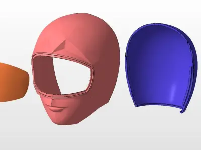 Power Rangers Zeo Chouriki Sentai Ohranger Helmet Set 1 to Gold 3D print model