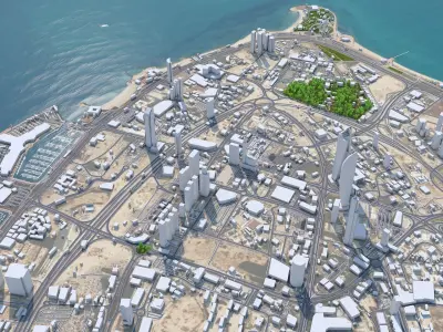 Kuwait Downtown Low-poly 3D model