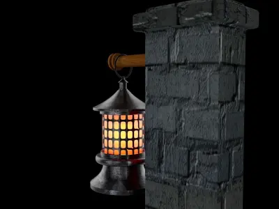 Game asset Lantern Low-poly 3D model
