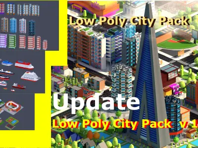 Low Poly City PACK Low-poly 3D model